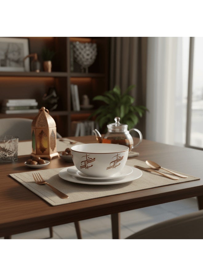 AKDC Luhpar Premium 5.5-Inch Ceramic Serving Bowl Â€“ White With Rich Red Accent Design - Image 2